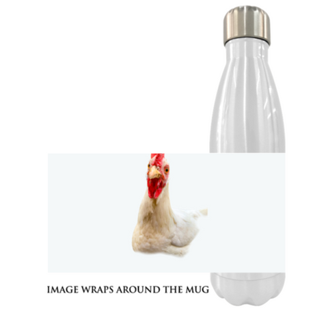 Chicken Mug Shot Water Bottle - White - 17oz - Mugs and Drinkware - JustLook.Productions