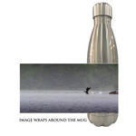 Double-crested Cormorant Double Timing it Water Bottle - Silver - 17oz - Mugs and Drinkware - JustLook.Productions
